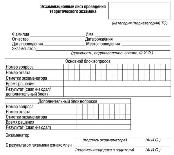 купить лист сдачи теоретического экзамена ПДД в Семикаракорске